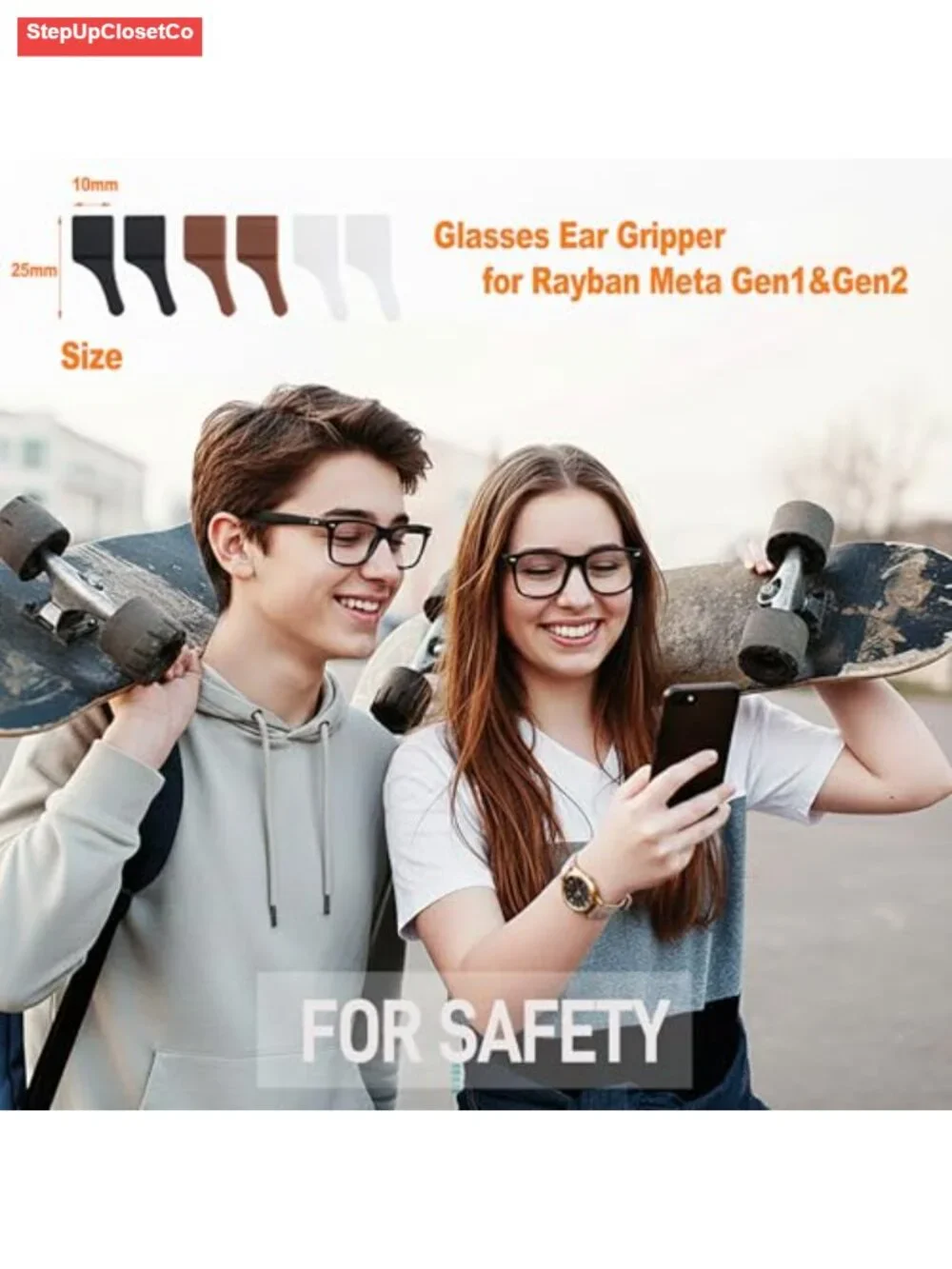 Anti-Slip Silicone Glasses Ear Grips for Ray-Ban Meta & Thick Temples - 10 Pairs